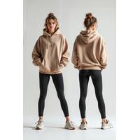 Bej Renk Kadın Sweatshirt Hoodie