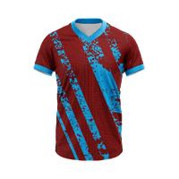 Bordo Mavi V Yaka Çapraz Çubuklu Taraftar Forması