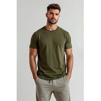 Erkek Basic Düz Haki T-Shirt Model No : 001